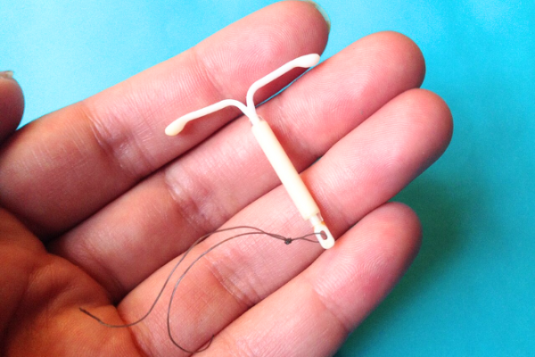 Mirena IUD on hand to show size