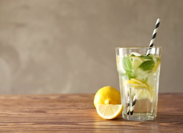 Water with lemon and mint added
